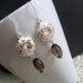 Silver Filigree Rhinestone and Smoky Quartz Earrings