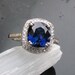 Ceylon Blue Sapphire Square Cushion 14K Gold and Diamond Halo Engagement or Anniversary Ring September Birthstone Gemstone
