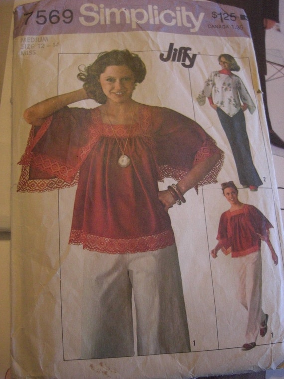 Vintage Sewing Pattern 1970s Handkerchief Blouse by sewingday