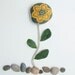 Crochet lace beach stone, gold flower, dark river rock, wedding decor, shabby chic, housewarming gift