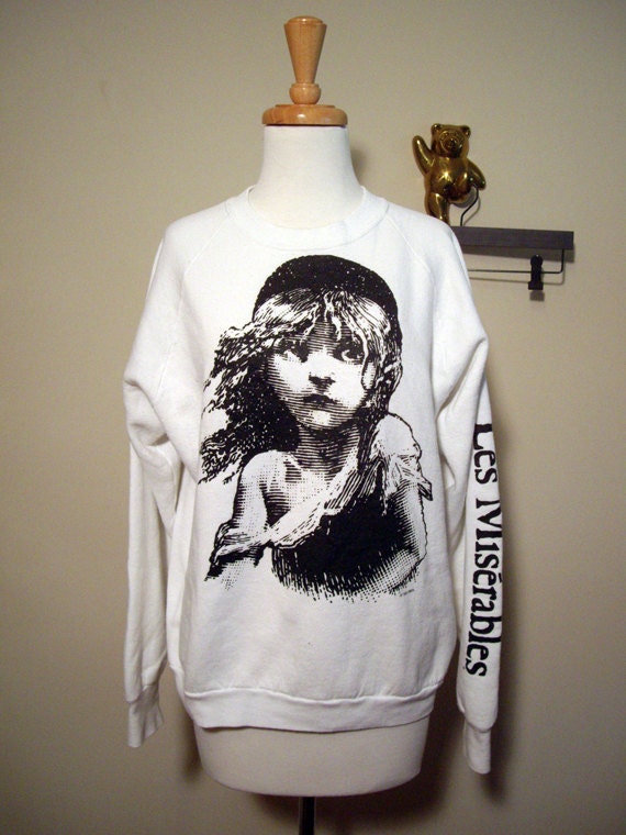 Les Miserables Sweatshirt in White with Black Screenprint