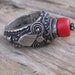 Rare, one of kind vintage ring with lovely detail work made out of Ethiopian Maria theresa silver& Red African trade bead Size:7.5-8 U.S