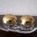 Vintage Set Round Salt and Pepper Shakers with Glass Leaf Base