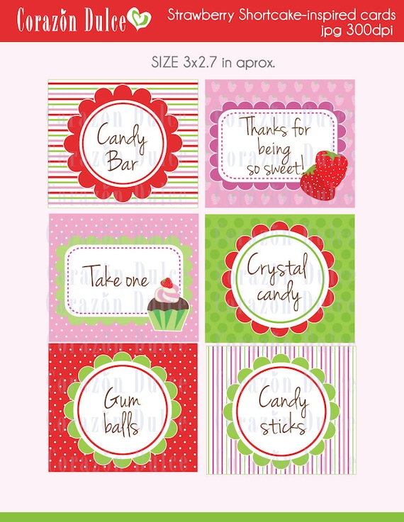 Custom Strawberry Shortcake-inspired Printable Cards Tags And