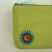 Chartreuse Green Turquoise Wool Felt Zipper Pouch Clutch by Rosebud Originals