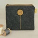 Charcoal Gray Caramel Yellow Wool Felt Zippered Pouch