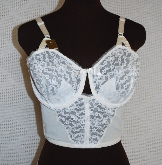 1960s Long Line Bra Lily of France White Lace by IntimateRetreat