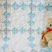 25% off--Blue and white baby quilt, with lots of hearts for your little boy