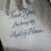 Thank you for being my Maid of Honor Gift Bridesmaid 5x6 Muslin Bags 2 Wedding Party Blue Bridal Jewelry Make up Tags Available Green