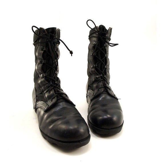 Canvas and Leather Combat Boots in a Jungle by RabbitHouseVintage