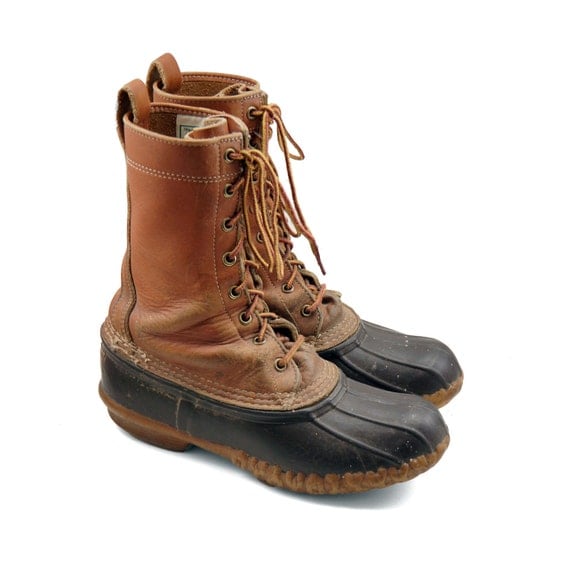 LL Bean Duck Boots / Tall Lace up Rain Boots / Bean Boots