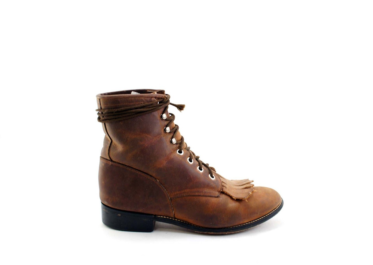 justin lace up ropers mens