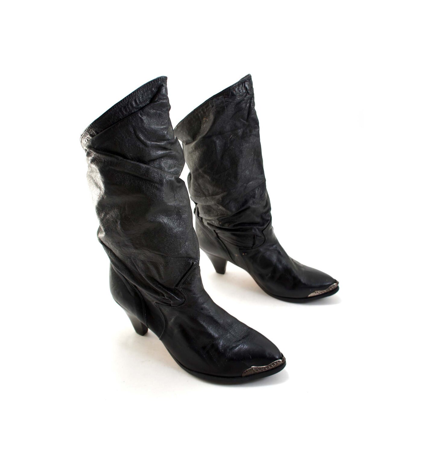 Zodiac Black Slouch Boots with Rose Toe Rands and by ShopNDG