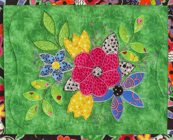 Items similar to Spring Flowers art wall hanging art quilt kit on Etsy