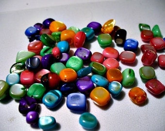 Mother of Pearl Nuggets Mixed Colors 8mm