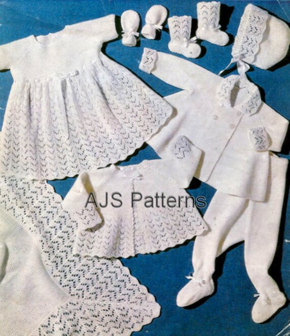 PDF Knitting Pattern for Baby Layette Set with by TheKnittingSheep