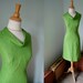 RESERVED FOR DEBBIE 1960s Dress // 60s Green Linen Wiggle Dress // Unique Bust