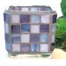 Stained glass mosaic votive candle holder blue violet
