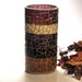 Stained glass mosaic vase or pillar candle holder plum amber brown