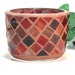Stained glass mosaic tealight candle holder brown and brick red
