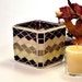 Stained glass mosaic votive candle holder brown, gold and champagne