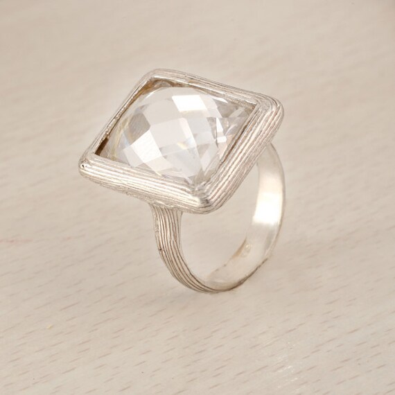 sterling silver ring with white zircon