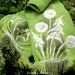 30% OFF SALE Green, soft wool scarf with white snowy puff fluff dandelion ..