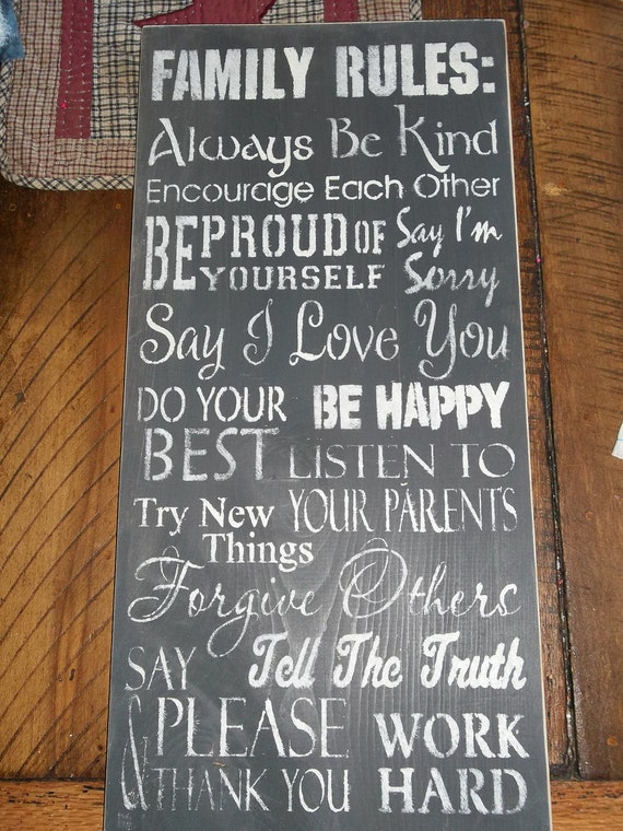 Items similar to Family Rules Primitive Farmhouse Sign on Etsy