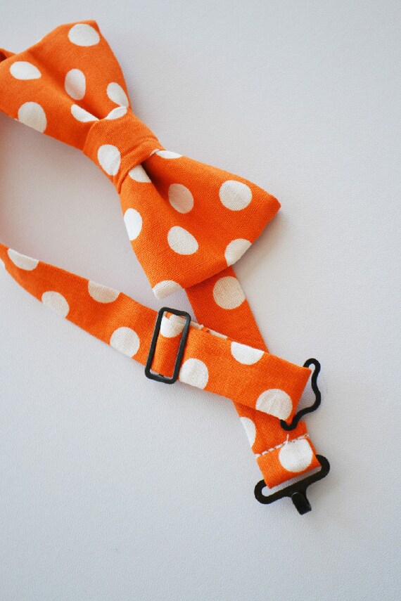 Bow Tie Boys Orange With White Dots Ages 210