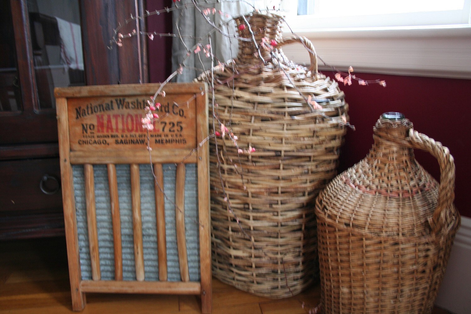 Antique Wooden washboard with zinc National Washboard Company