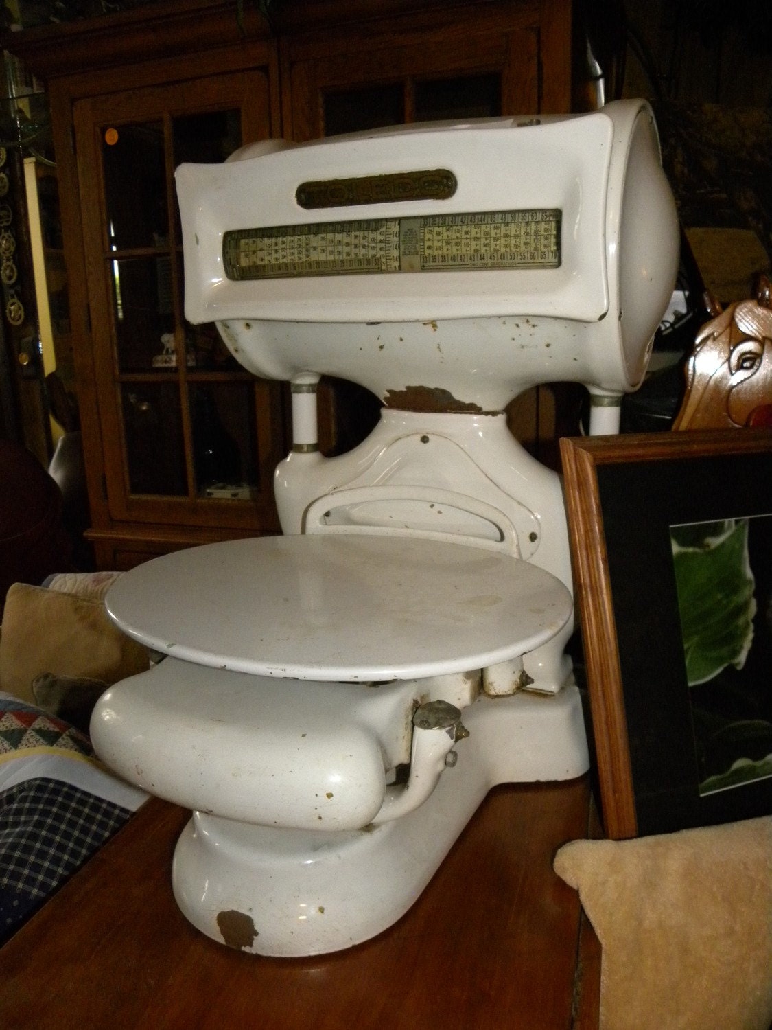 Antique Toledo Grocer's Enamel Barrel Scale