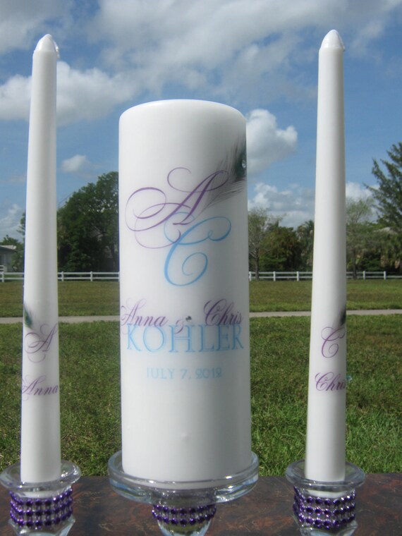 Purple Bling Candle Holders