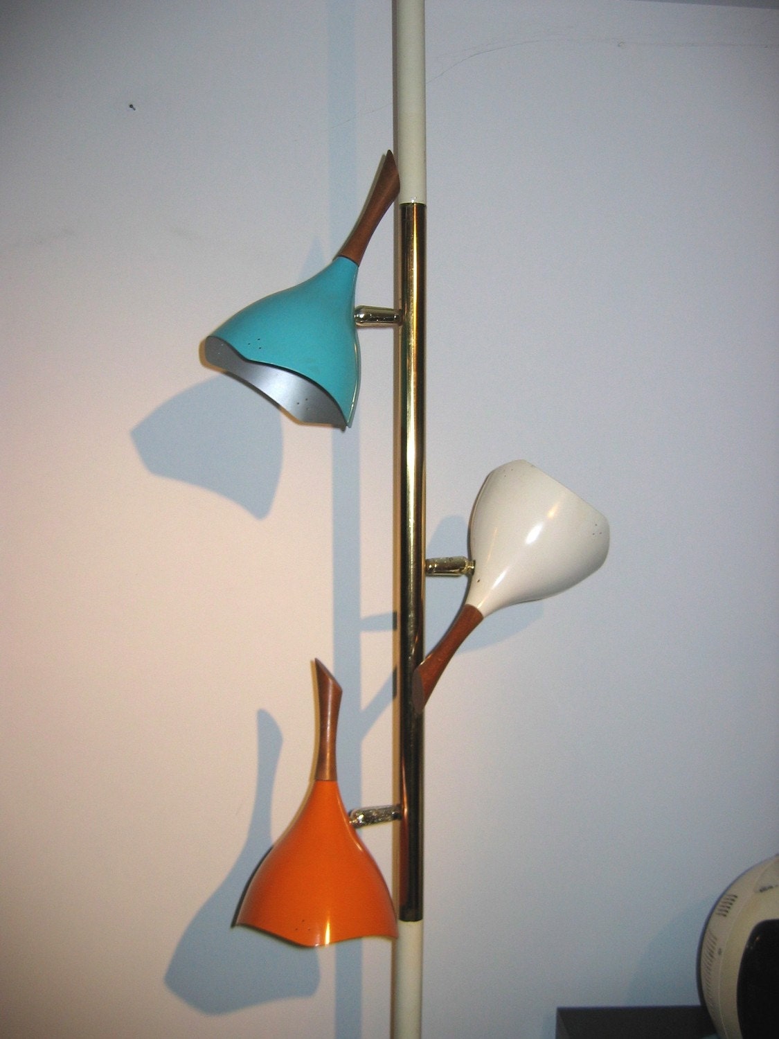 Vintage three color Tension Bullet lamp. 3 way light Pole