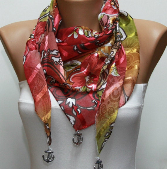 Pendant Scarf Headband Necklace Cowl Multicolor by fatwoman