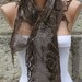 Brown Shawl Scarf - Cowl with Lace Edge