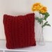 Knitted XOXO cushion cover with cables red 14x14 inches