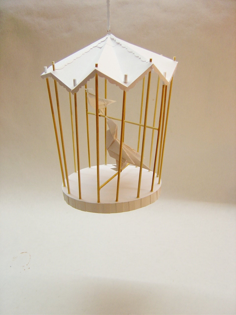 Items similar to Mobile Origami Bird Cage. Paper Mobile. on Etsy