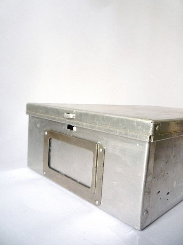Vintage Metal Storage Box with Lid