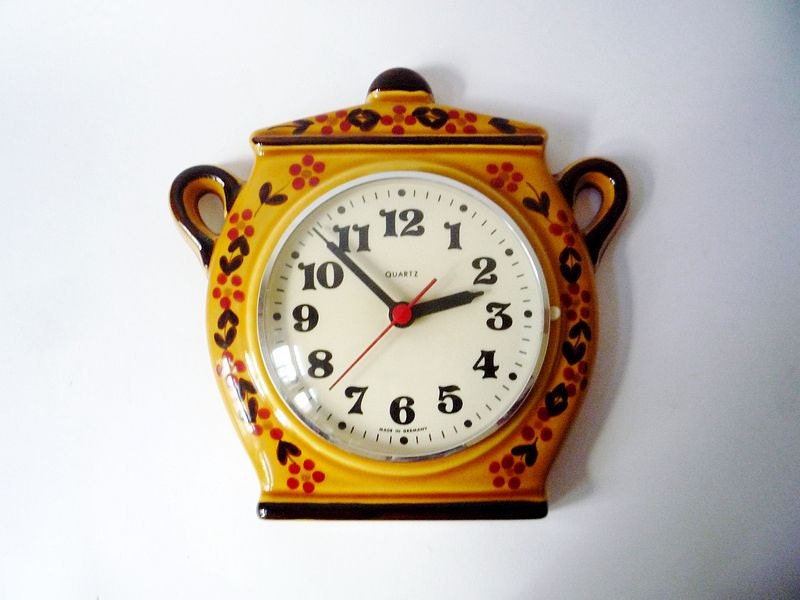 RESERVED for Ambrose Vintage Ceramic Wall Clock Pot by oppning