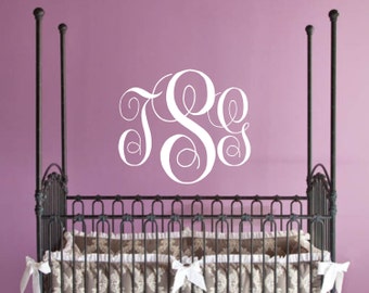 Monogram Decal Children Wall Decal - Nursery Wall Decal Monogram Vinyl - Vinyl Lettering, Vinyl Wall art