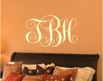 Personalized Monogram Initial Vinyl Wall Decal for Master Bedroom Living Room Wall Art Lettering Wedding