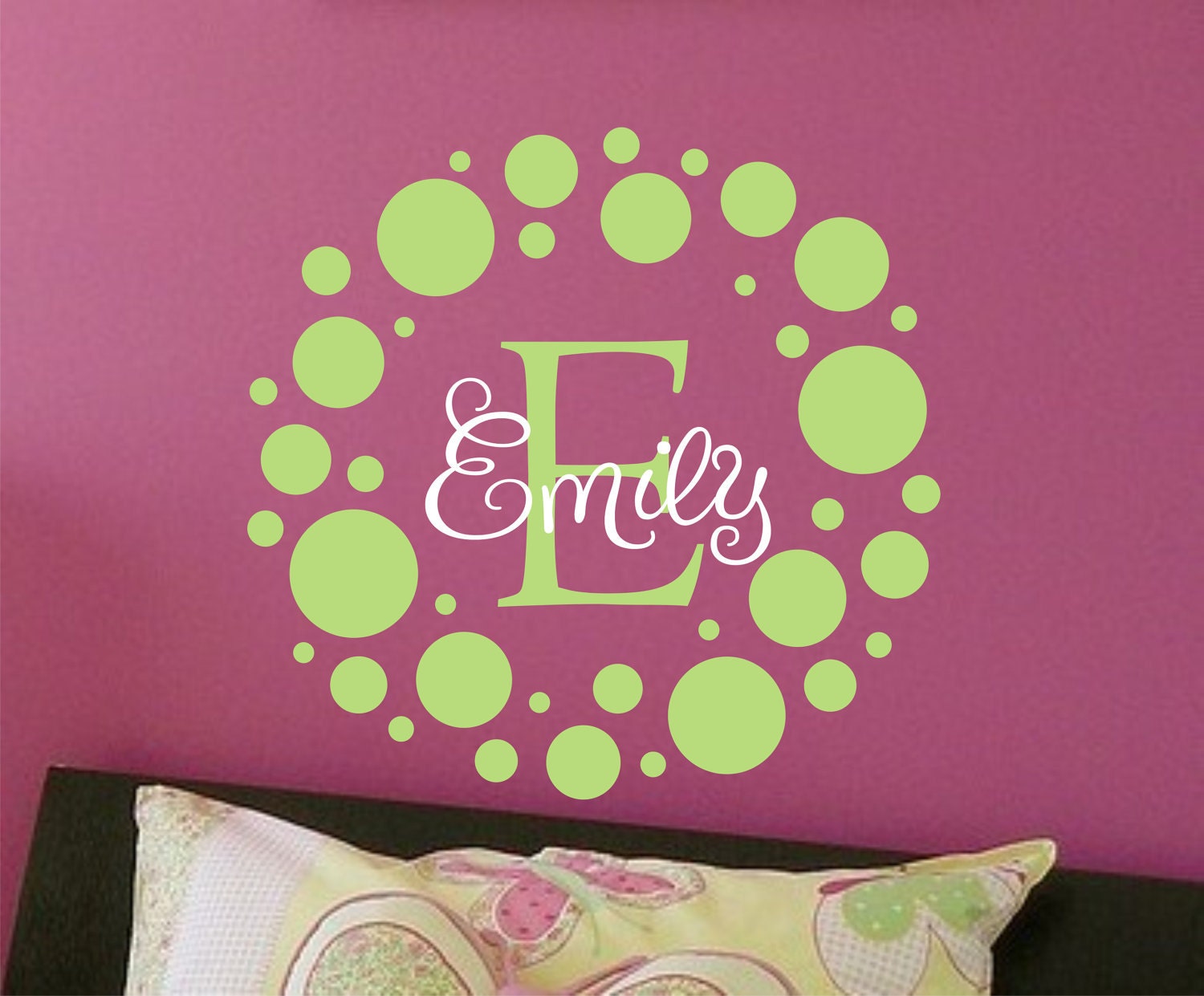 Polka Dot Childrens Wall Decal Monogram Vinyl by JustTheFrosting