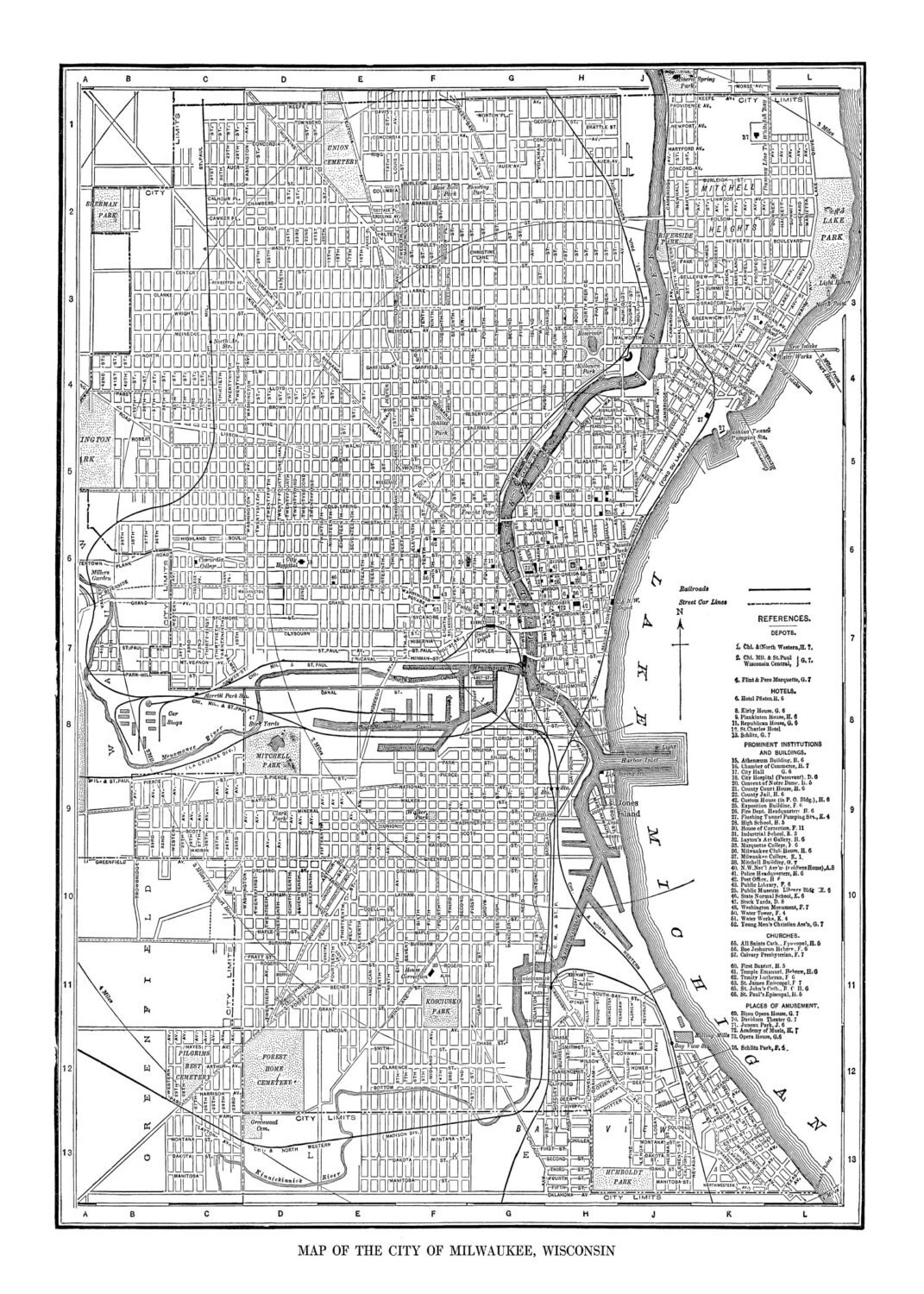 Street map Milwaukee Wisconsin low