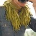 GREEN SCARF Merino FELTED Wool Feathers and Alpaca Fun Hand Knitted Unique Very Soft Accessory