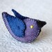 Blue and Purple Felt Love Bird Handmade in Canada Pure Wool OOAK