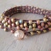 Beaded crochet wrap necklace bracelet - SunDrops "Dusk" iridescent earth tones, olive, rose, earthy bohemian, boho chic