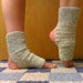 Yoga Socks in Green Twist Cotton US Grown -- For Dance, Pedicures, Pilates, Yoga