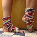 Yoga Socks in Floral Cotton US Grown Purple Red Green -- for Yoga, Dance, Pilates, Pedicures