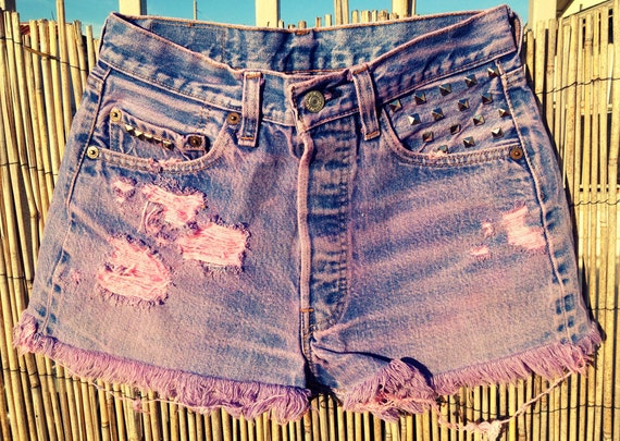 Vintage Levi's Denim High Waisted Shorts / Tie Dyed