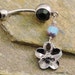 Flower Belly Button Ring, Turquoise Stone Navel Jewelry Piercing